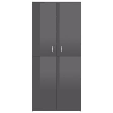 High Gloss Grey Shoe Cabinet - Stylish Storage Solution