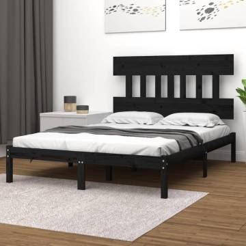 Black Solid Wood Bed Frame 140x200 cm | HipoMarket UK