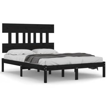 Black Solid Wood Bed Frame 140x200 cm | HipoMarket UK