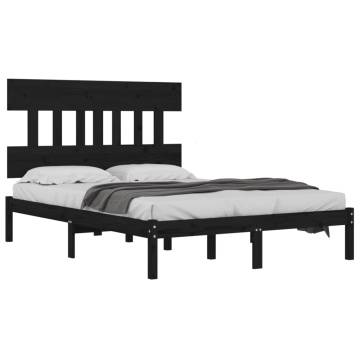 Black Solid Wood Bed Frame 140x200 cm | HipoMarket UK