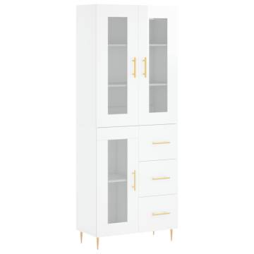 Stylish Highboard High Gloss White - 69.5x34x180 cm