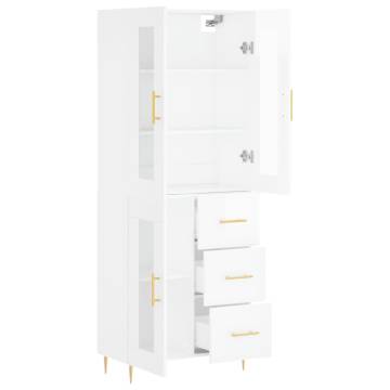 Stylish Highboard High Gloss White - 69.5x34x180 cm