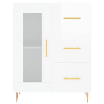 Stylish Highboard High Gloss White - 69.5x34x180 cm