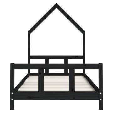 Kids Bed Frame Black 90x190 cm Solid Wood Pine | Hipomarket