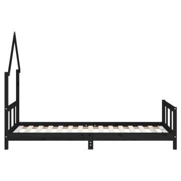 Kids Bed Frame Black 90x190 cm Solid Wood Pine | Hipomarket