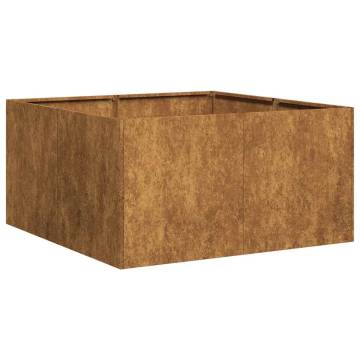 Rusty Planter 80x80x40 cm - Weathering Steel for Outdoor Spaces