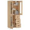 Stylish Highboard Sonoma Oak - 69.5x34x180 cm