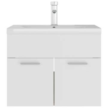 Stylish Sink Cabinet with Built-in Basin - White & Sonoma Oak