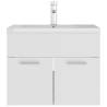 Stylish Sink Cabinet with Built-in Basin - White & Sonoma Oak