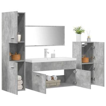 5 Piece Bathroom Furniture Set in Concrete Grey | Hipo Market