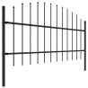 Garden Fence with Spear Top Steel - 8.5m Black | Hipo Market