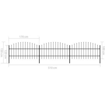 Premium Garden Fence with Spear Top Steel - 5.1m Long