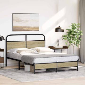 Elegant Bed Frame without Mattress - Sonoma Oak 140x200 cm