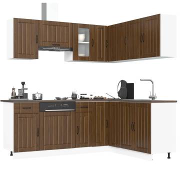 11 Piece Lucca Brown Oak Kitchen Cabinet Set | Hipomarket