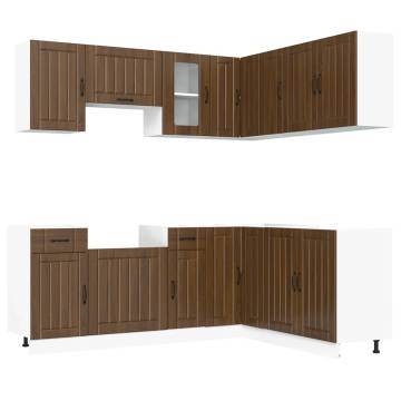 11 Piece Lucca Brown Oak Kitchen Cabinet Set | Hipomarket