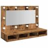 Stylish LED Mirror Cabinet in Old Wood - 90x31.5x62 cm