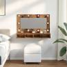 Stylish LED Mirror Cabinet in Old Wood - 90x31.5x62 cm