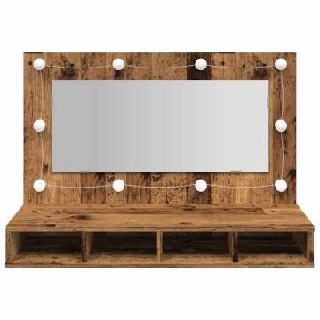 Stylish LED Mirror Cabinet in Old Wood - 90x31.5x62 cm