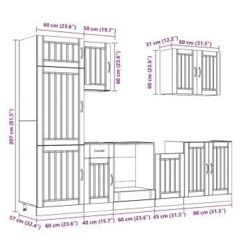 7 Piece Kitchen Cabinet Set - Kalmar High Gloss White