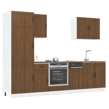 7 Piece Kitchen Cabinet Set Kalmar Brown Oak | Hipomarket UK