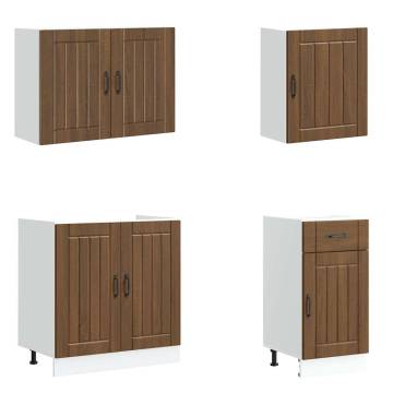 7 Piece Kitchen Cabinet Set Kalmar Brown Oak | Hipomarket UK