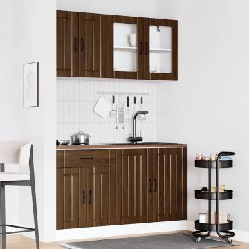 4 Piece Kitchen Cabinet Set - Kalmar Brown Oak - Durable Storage