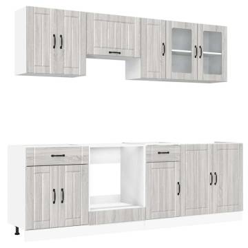 8-Piece Kalmar Grey Sonoma Kitchen Cabinet Set