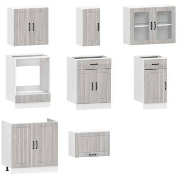 8-Piece Kalmar Grey Sonoma Kitchen Cabinet Set