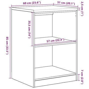 Garage Storage Cabinet Brown Oak - 60x51x85 cm Solid Wood Pine