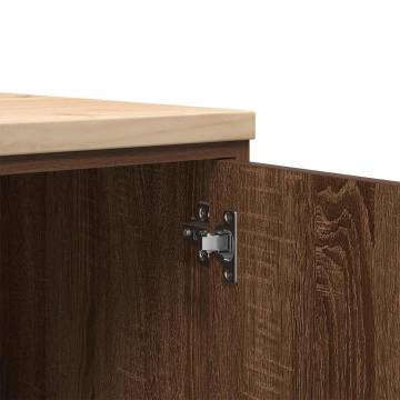 Garage Storage Cabinet Brown Oak - Solid Wood 30x51x85 cm