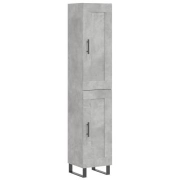 Elegant Highboard in Concrete Grey - 34.5x34x180 cm