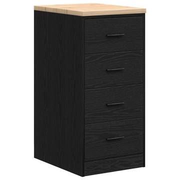 Garage Storage Cabinet Black - Solid Wood Pine, 40x51x85 cm