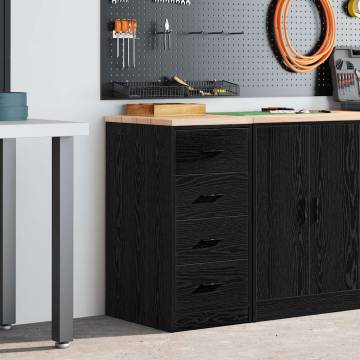 Garage Storage Cabinet Black - Solid Wood Pine, 40x51x85 cm