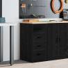 Garage Storage Cabinet Black - Solid Wood Pine, 40x51x85 cm