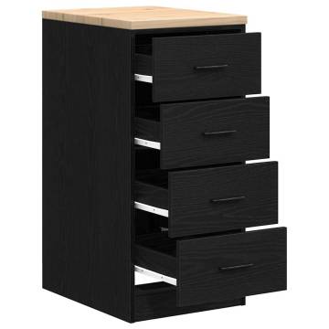 Garage Storage Cabinet Black - Solid Wood Pine, 40x51x85 cm