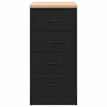 Garage Storage Cabinet Black - Solid Wood Pine, 40x51x85 cm