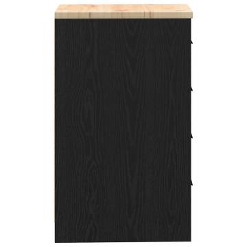 Garage Storage Cabinet Black - Solid Wood Pine, 40x51x85 cm