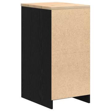 Garage Storage Cabinet Black - Solid Wood Pine, 40x51x85 cm