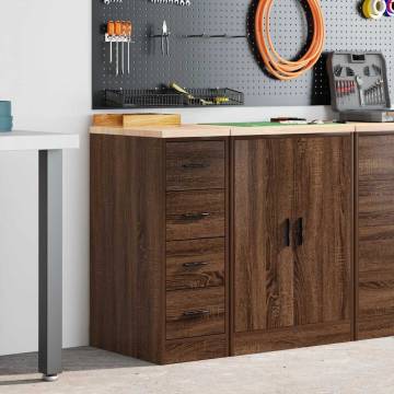 Garage Storage Cabinet Brown Oak - Solid Wood Pine 30x51x85 cm