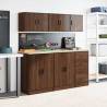 Brown Oak Garage Wall Cabinet - Durable Engineered Wood