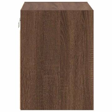 Brown Oak Garage Wall Cabinet - Durable Engineered Wood