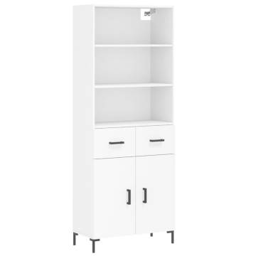 Stylish Highboard White - 69.5x34x180 cm Engineered Wood