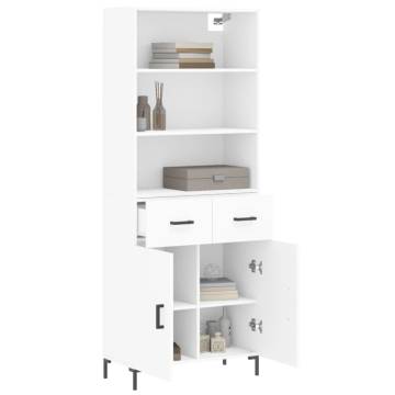 Stylish Highboard White - 69.5x34x180 cm Engineered Wood