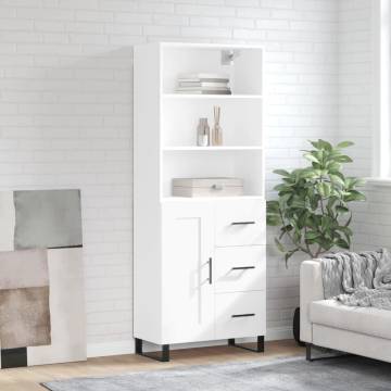 Elegant Highboard White 69.5x34x180 cm | Durable & Stylish