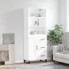 Highboard White 69.5x34x180 cm Engineered Wood Colour white Quantity in Package 1 Model 1 wood door 3 drawers 