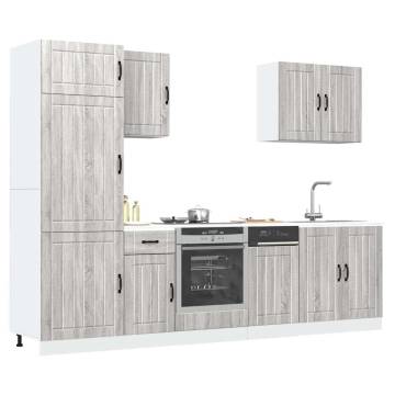 7 Piece Kitchen Cabinet Set - Kalmar Grey Sonoma - Hipomarket UK