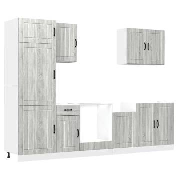 7 Piece Kitchen Cabinet Set - Kalmar Grey Sonoma - Hipomarket UK