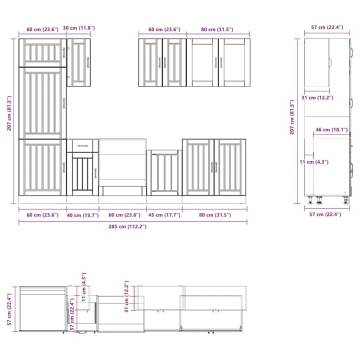 8 Piece Kitchen Cabinet Set - Kalmar Smoked Oak | Hipomarket