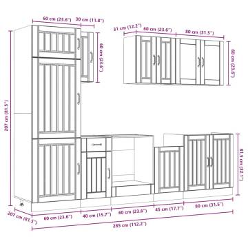 8 Piece Kitchen Cabinet Set - Kalmar Smoked Oak | Hipomarket