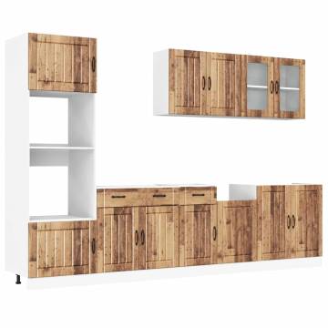 7 Piece Kalmar Kitchen Cabinet Set - Old Wood Finish